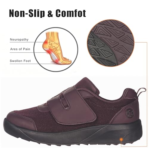 Image of Sisttke Women's Diabetic Shoes Wide Toe Box Slip-On Shoes | Elderly Footwear for Swollen Feet, Edema, Neuropathy & Foot Pain Relief