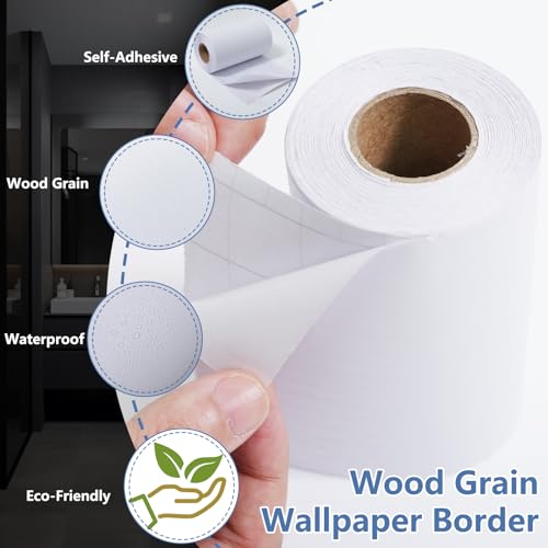 WADILE Tapetenbordüre Selbstklebende, Holzoptik Bordüre Wandbordüre, Tapetenbordüre für Wandverkleidung, Zierleiste für Zuhause, Hotel und DIY Dekoration,