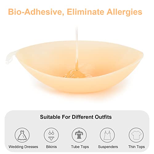 RELIRELIA Women's Sticky Self Adhesive Invisible Strapless Reusable Silicone Push Up Backless Bra2