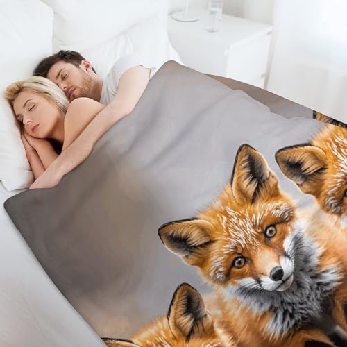 Plaid renard en flanelle légère idéal pour vos soirées canapé et pique-nique