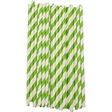 Contenu de l'emballage : 40 pailles en papier à rayures vert citron.