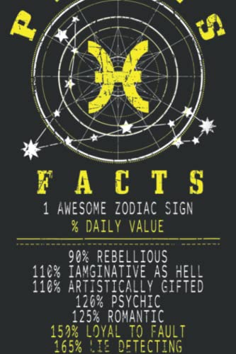 Pisces Facts Zodiac Sign Birthday Horoscope Astrology Funny: FLOWER JOURNAL: 6" x 9", 110 Pages, Lined Writing Notebook, White Lined Paper, Journal ... Memos, Meetings, ... Artists, and Students.