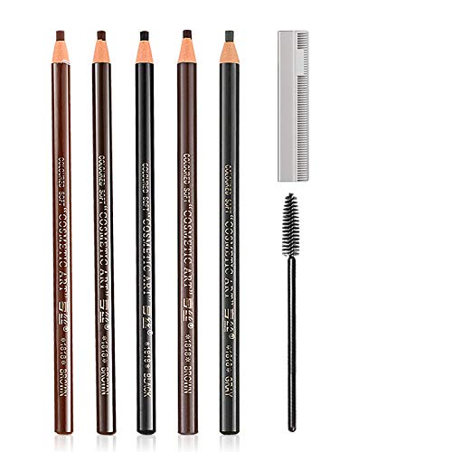 Waterproof Eyebrow Pencils Set For Marking, Filling And Outlining, Tattoo Makeup Eye Brow Liners In, 5Pcs 5Colors(1Black