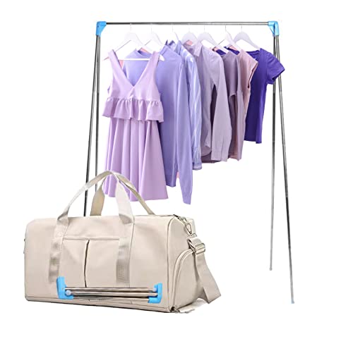 Sports Gym Bag Dance Bag Carry On Weekender Bag for Girls Teen Women, Waterproof Travel Duffle bag with Wet Pocket and Shoe Compartment (Bag + Enhanced Garment Rack, Beige)