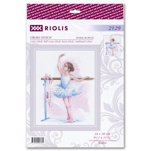 Image of RIOLIS - Ballet 2129, Cross Stitch Kits 9 inch x 11 inch, Cross Stitch Kits for Beginners & Advanced, Crossstitching Kit Adult, Embroidery Counted Stitching Kit