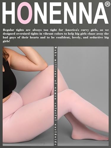 Image of HONENNA Queen Plus Size Tights Semi Opaque Control Top High Waist Stockings Nylons Pantyhose for Women 1X 2X 3X 4X 5X 6X