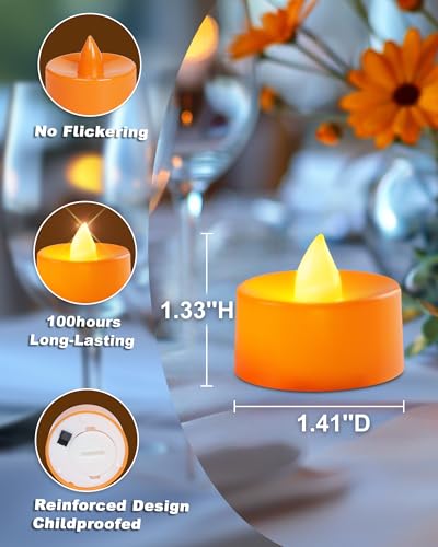 Amagic AGPKNBCHENG24 Halloween Orange Led Tea Lights Candles, 24 Pack Battery Operated Flameless Tea Lights, Long Lasting Colored Tealights Candles For Christmas, Holiday Decor thumb #6