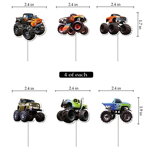 Supoobe 22-0102 24 Pcs Monster Truck Cupcake Toppers thumb #1