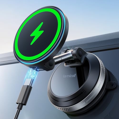 Lamicall 15W for MagSafe Car Mount Charger, 360° Wireless Car Phone Holder