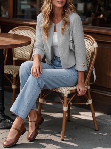 Cropped Lightweight Jackets for Women Trendy 3 Quarter Sleeve Cardigan Coat - image 4