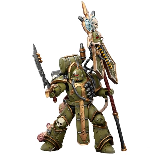 Image of JOYTOY Death Guard Warhammer 40k 1 /18 Action Figure Death Guard Plague Marine Icon Bearer with Boltgun and Plague Knife Collectible Gifts,Toys for Kids 15+ and Adults 4.8-inch