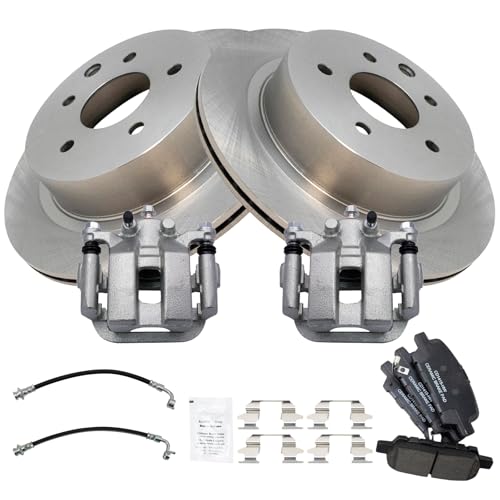 Image of TRQ Rear Brake Pad and Rotor Set Ceramic Calipers Compatible with 2003-2005 Infiniti G35 Nissan 350Z