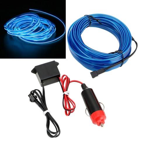 MiOYOOW El Wires Fil de Lumière 5M/16FT, DC 12V Bande Néon Lumineuse Étanche Intérieure de voiture, Éclairage Intérieur LED Flexibles pour les Décorations de Voitures