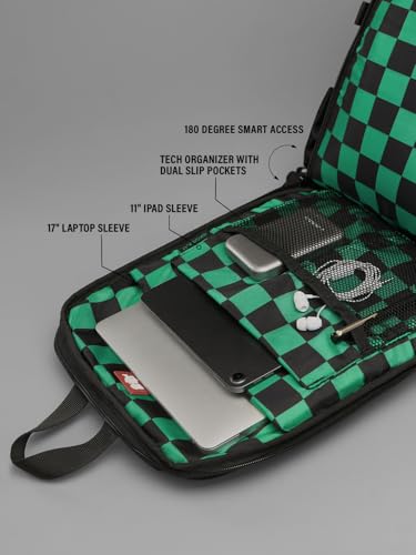 Image of The Souled Store Demon Slayer: Tanjiro's Gear Backpacks | Official Anime Merchandise | Water-Resistant Laptop Bag with Iconic Checkered Pattern | Stylish Travel Rucksack for Men & Women