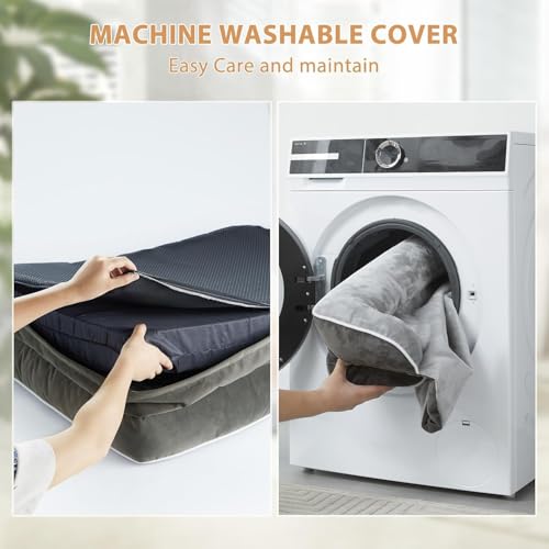Image of Gorgeous Dog Beds Memory Foam Large Bed Waterproof Layer for Labrador, Bulldog, Retriever, Poodle, Large Breed Dog Bed Dark Grey (Dark Grey, 47x29x4) XXL