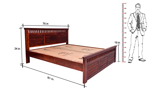 Image of Sheesham Wood King Size Bed with 4 Storage and 2 Bedside End Table for Home