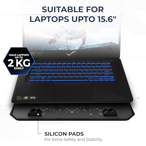 EvoFox Frost Laptop Cooling Pad with Silent Fans, 5 Adjustment Level, Silicon Pads, Iron mesh and Blue LED Lights, 2 USB Ports, for Laptops Upto... - Image 5