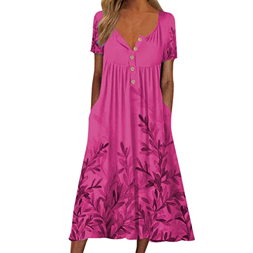 Robe ete pour femme en coton boutonnee coupe droite longue et ultra respirante
