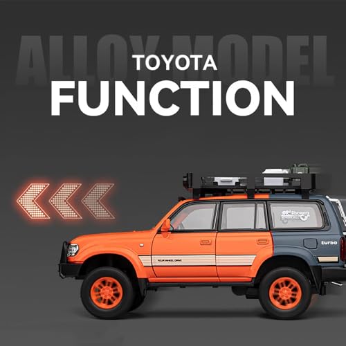 Image of 1:24 Land Cruiser Toy Car for Kids Diecast Metal Car Light Sound Pullback Openable Door Scale Model Cars, Multicolor