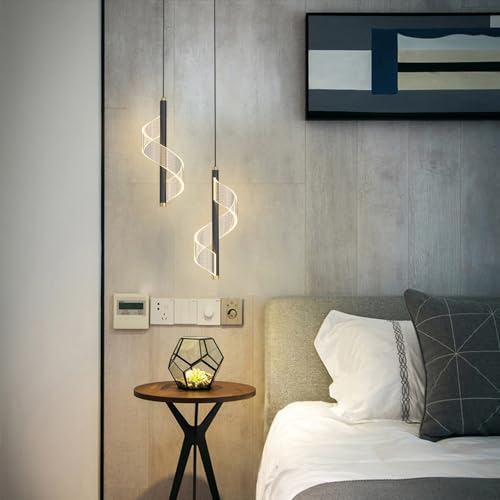 Lámpara colgante de noche de 2 cabezales con tubo largo de metal y diseño moderno LED de 10W 4