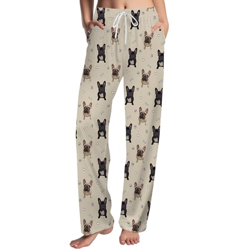 GNEW Dog Pajama Pants for Men Women – Funny Dog Lover Lounge Pants, Cute French Bulldog Print Sleepwear, Cozy Novelty Pajama Bottoms, Gift for Pet Owners,Small