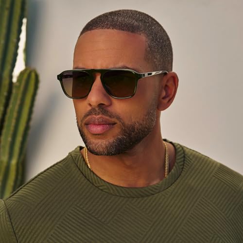 Image of WearMe Pro Polarized Modern Aviator One-Bridge Square Mens Sunglasses