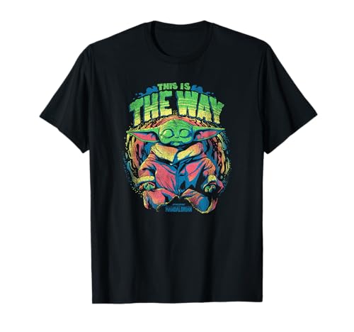 T-shirt Star Wars Grogu t-shirt The Mandalorian imprimé effet brume colorée pour adulte