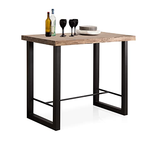 Adec Group Loft, Mesa Alta de Cocina, Mesa de Bar, Barra, Mesa Contract, Color Roble Boreal y Negro Medidas: 120 cm (Ancho) x 70 cm (Fondo) x 100 cm (Alto)