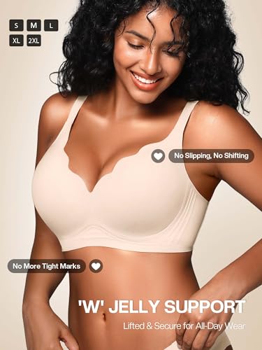 Image of Wireless Jelly Bras for Women No Underwire with Support - S-2XL Seamless Bralettes Everyday Comfort Tshirt Padded Bra