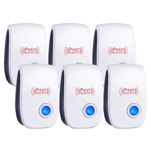 Pack 6 Repelente Ultrasónico Chinches de Cama sin Insecticida Anti Mosquitos Ahuyentador Cucarachas Arañas Ratas Eliminar Plagas de Insectos Moscas Trampa Hormigas Producto Eficaz