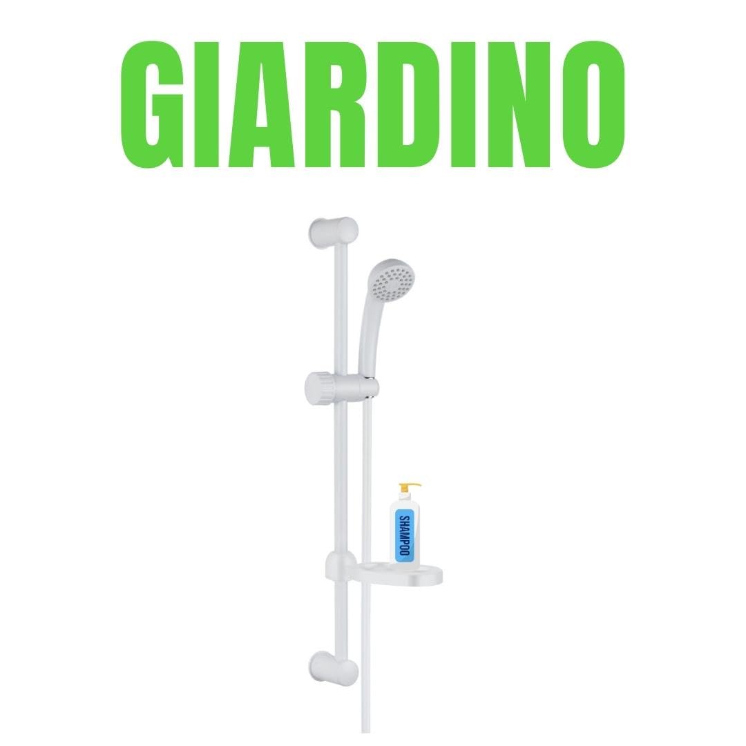 Ogomondo Saliscendi in Abs Bianco Blush con Doccetta e Portasapone Flessibilie di Collegamento Ideale per Esterni Camper Barca Non Fa Ruggine
