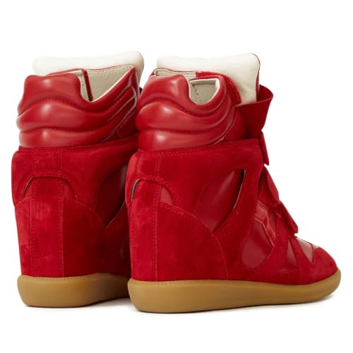 Image of Wedge Sneakers for Women, High Top Platform Suede with Hidden Wedge & Triple Strappy Band