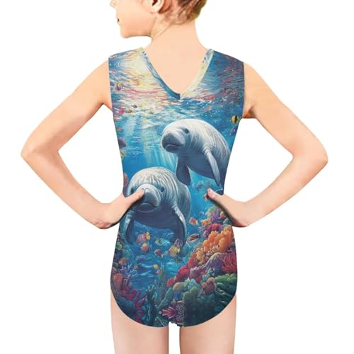 Image of Xpyiqun Swimsuits for Girls 3-14 V Neck Sleeveless Bathing Suit Summer Sport One Piece Swimwear Beach Swimming