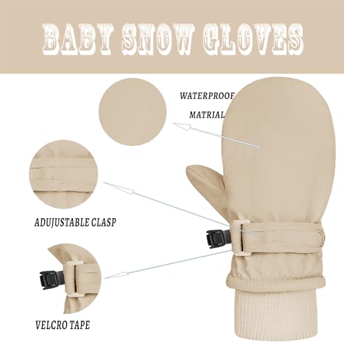 Image of Urban Virgin Toddler Waterproof Outdoor Infant Mittens Baby Winter Gloves Dino Cuffed Warm Fleeced Kids Ski Gloves For Teens