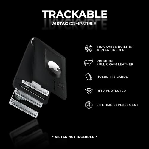 Kings Loot Trackable Airtag Wallet for Men | RFID Blocking Leather Design with Airtag Holder, Money Clip & Pull Tab | Minimalist Air Tag Wallets2