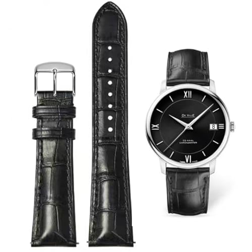AIYIRUO Correa de Reloj Cuero Correas de Cocodrilo Correas de Cuero Suaves y Duraderas Reemplazan Cadenas de Relojes de Acero Inoxidable Metal Plata Botones de Oro, Hombres y Mujeres (12mm -24mm)