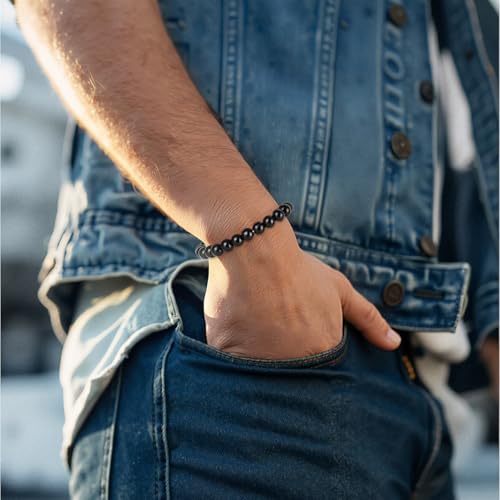 Tigers Eye Bracelet for Men, Natural Crystal Chakra Bracelet for Positive Energy Ease Anxiety, Spiritual Crystal Jewelry 8mm Round Bead Protection Stones Jewelry Gifts for Women Men3