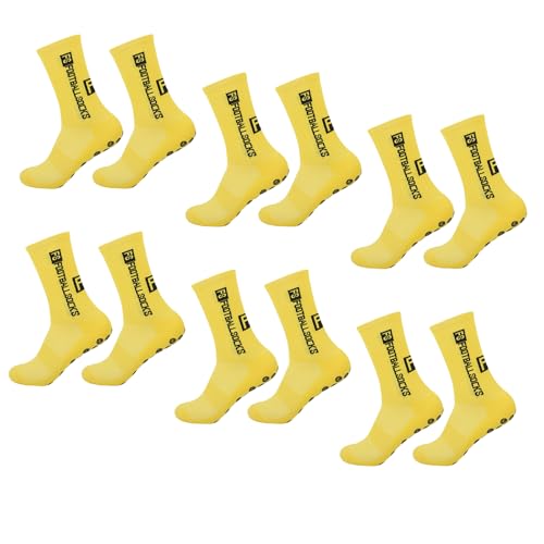 Calcetines de fútbol para hombre adiós resbalones con almohadillas amarillos de talla única
