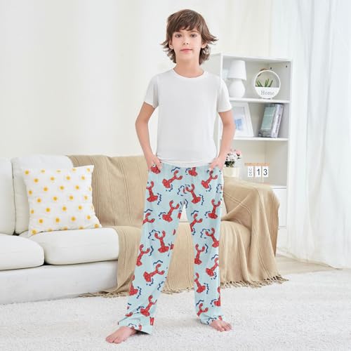 Boys' Pants Red Lobster Blue Pattern Long Bottoms Jogger Pants Elastic Waist Trousers with Pockets S-XL3