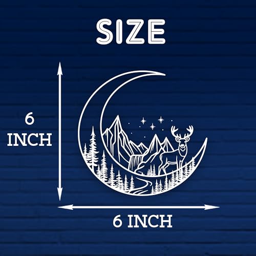Image of Night Court Deer Car Decals Funny Mountain, Moon, Stars, Fantasy Humor Car Window Accessories Affirmations Vinyl Waterproof 6 Inches Bumper Decal Gift for Mom Dad Friend Coworker