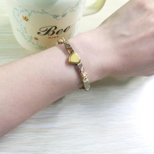 Image of Cuboid Love Elastic Bracelet, Crystal Energy Stone Anxiety Relief Yoga Jewelry for Women Male (Heart-shaped Charm Can Be Customized Name)