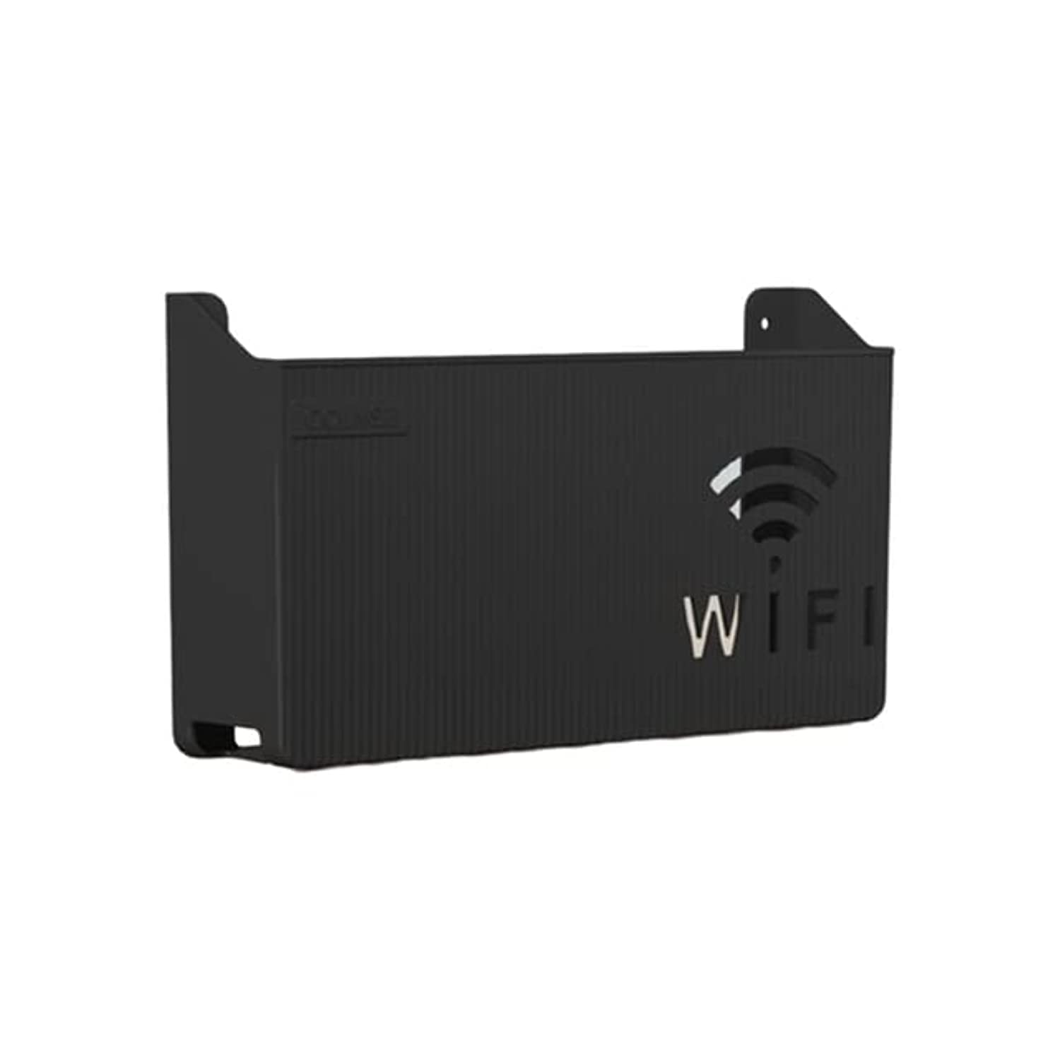 Wall-Mounted Wireless Wifi Router Storage Box Plastic Cable Power Bracket Organizer Shelf for Media Boxes Game Console Home Decor (black), 24.5*6*14cm