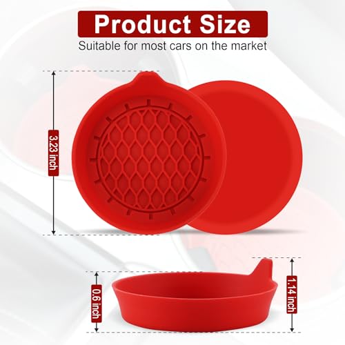 Image of SINGARO Car Cup Holder Coaster, Silicone Cup Holder Insert, Universal Non-Slip Cup Holders, Car Accessories Interior for Women and Man 4 Pack Red