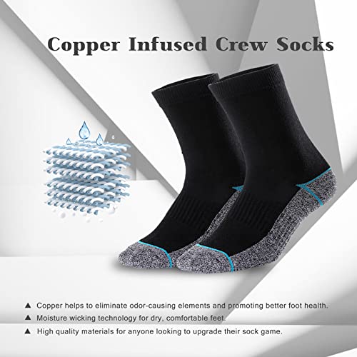 Kodal Copper Infused Crew Socks Business Athletic Moisture Wicking Odor Free Comfortable for All Day Wear (4/5 Pairs)3