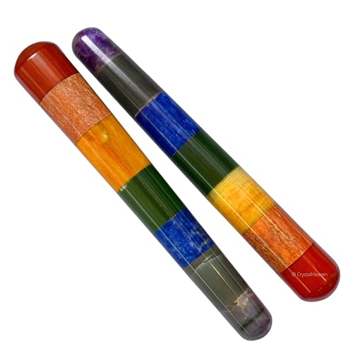 Image of Large Chakra Crystal Wand - Smooth Crystal Wand for Energy Healing, Chakra Balancing, Meditation and Home Decor - Crystals and Healing Stones for Gift