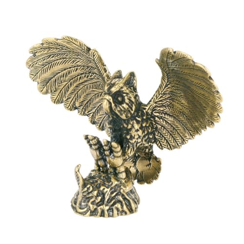 DOITOOL Ornement Hibou Statuette Chouette en Laiton Vintage Figurine Décorative en Cuivre Patiné Accessoire Décoratif Stable Décoration de Bureau et Espace...