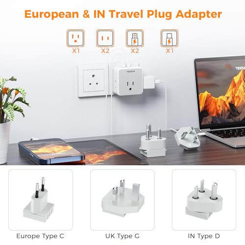 Image of TESSAN European UK India Travel Plug Adapter Kit