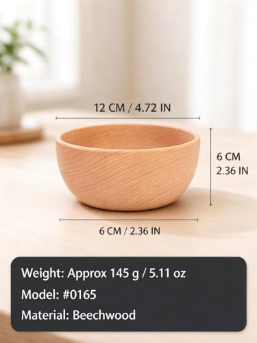 ChayWillow Japanese Beech Wood Bowl 12cm x 6cm Natural Grain - image 4