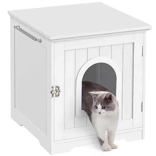 Abician Meuble Cache Litière de Petite Taille Maison de Toilette pour Chat en Bois MDF Meuble de...