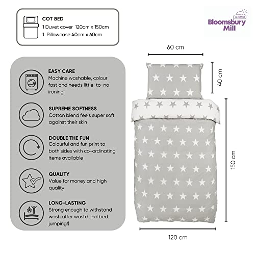 Grey & White Stars - Cot Bed Duvet Set